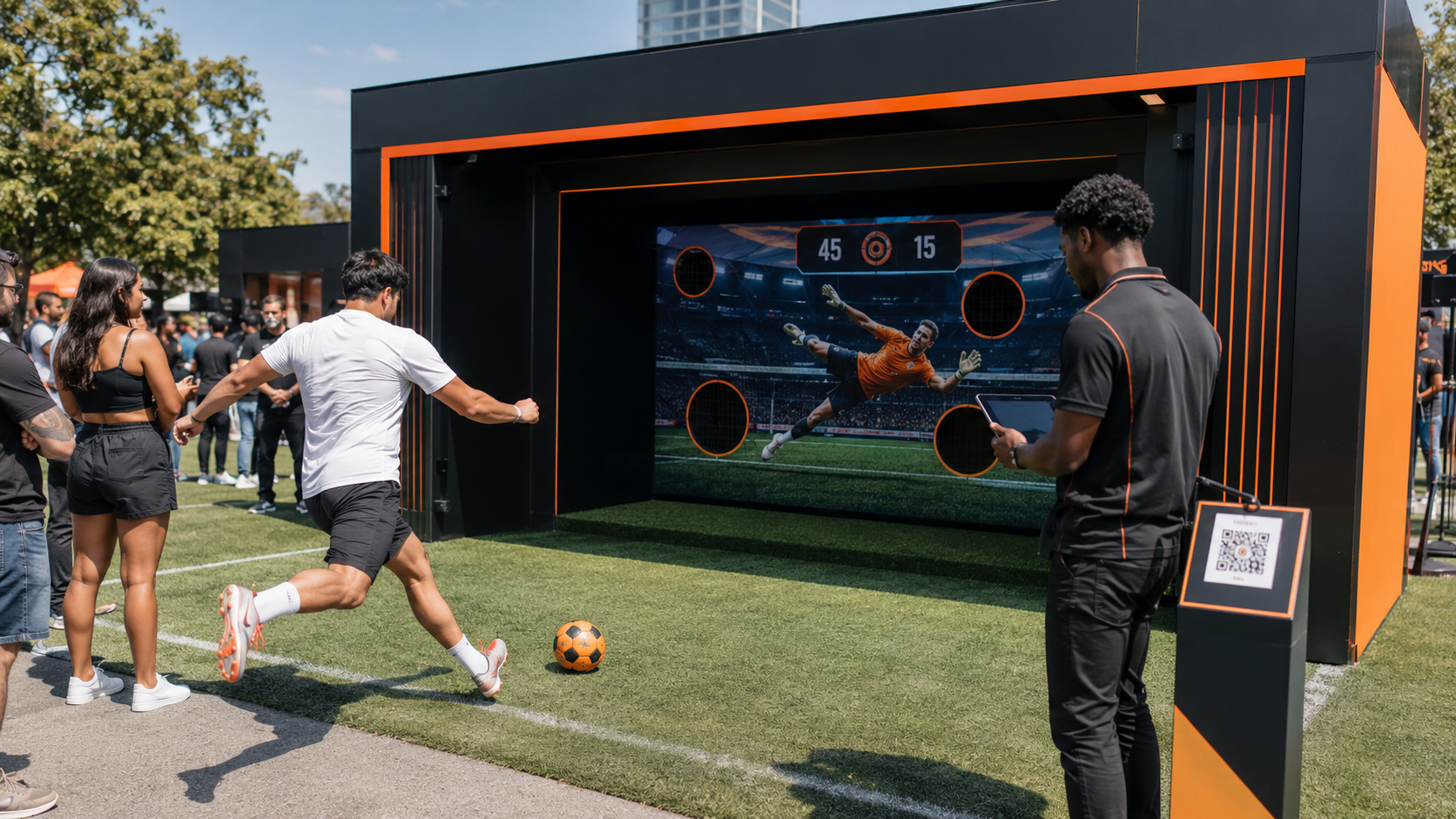 Juego de habilidad con pantalla interactiva y scoreboard en activación de marca